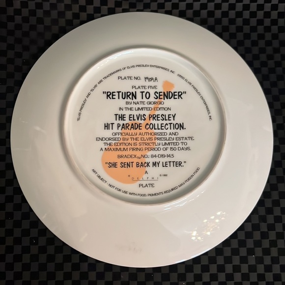 1992 Elvis Presley “Return To Sender” Plate - Picture 2 of 2